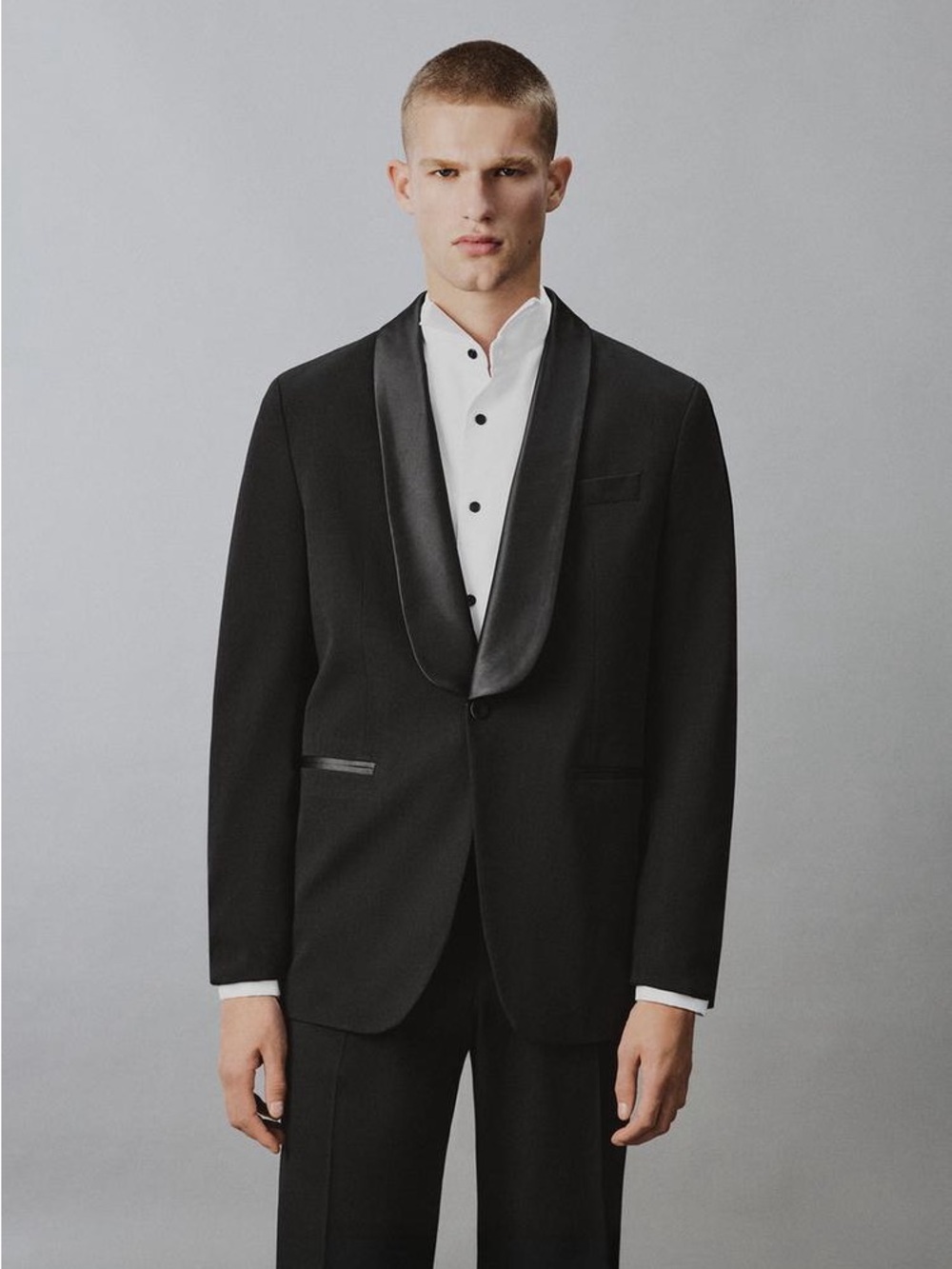 ZARA SHAWL LAPEL TUXEDO BLAZER Black XL Men's Tuxedo Wedding Groom Blazer Jacket